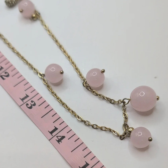 J. Crew Pink Necklace with Rose Quartz Beads and Faded Chain - Picture 5 of 6